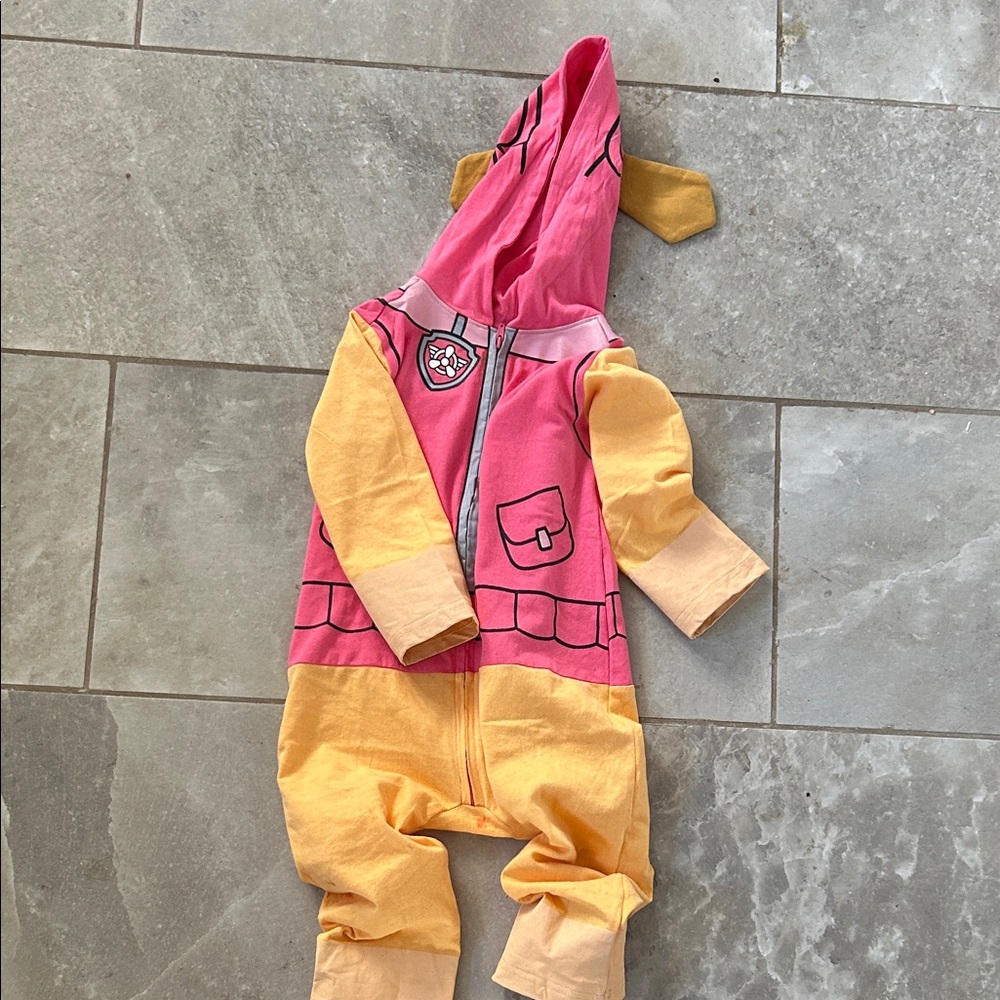 Pink and Yellow Hooded Baby Onesie